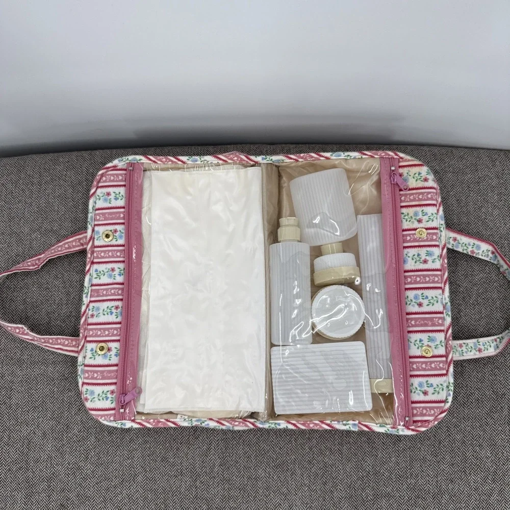 Vintage Lanz Salzburg 90's Flannel Cosmetic Travel Bag Cottagecore RARE